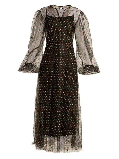 Matchesfashion.com Emilia Wickstead - Camelita Embroidered Abstract Lace Dress - Womens - Black Multi