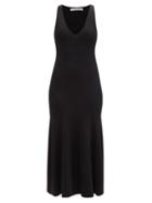 Another Tomorrow - V-neckline Ribbed-jersey Midi Dress - Womens - Black