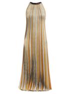 Missoni - Pleated Metallic-knit Maxi Dress - Womens - Gold