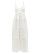 Ladies Rtw Lee Mathews - Camila Pintucked Ramie-poplin Dress - Womens - Cream