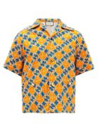 Matchesfashion.com Gucci - Gg And Floral-print Cotton-poplin Shirt - Mens - Orange Multi