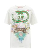 Gucci - Tiger Logo-print Cotton-jersey T-shirt - Womens - Ivory