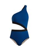 Zeus + Dione Cythera Cut-out One-shoulder Contrast Swimsuit