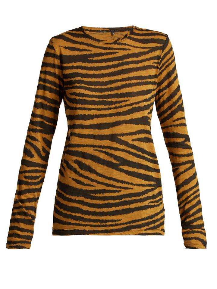 Proenza Schouler Tiger-print Long-sleeved Cotton T-shirt