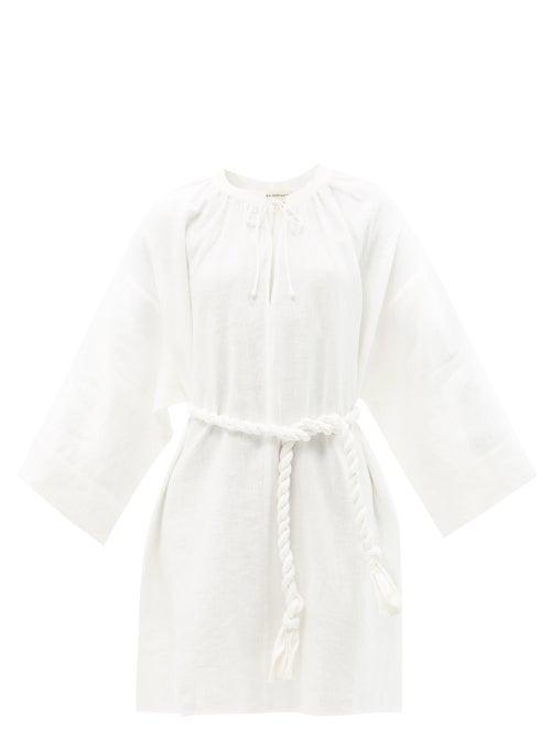 Mara Hoffman - Sol Cord-waist Hemp-voile Mini Dress - Womens - White