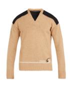 Matchesfashion.com Prada - V Neck Shoulder Panel Wool Sweater - Mens - Camel