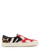 Matchesfashion.com Amiri - Printed Patchwork Canvas And Calf Hair Trainers - Mens - Red Multi