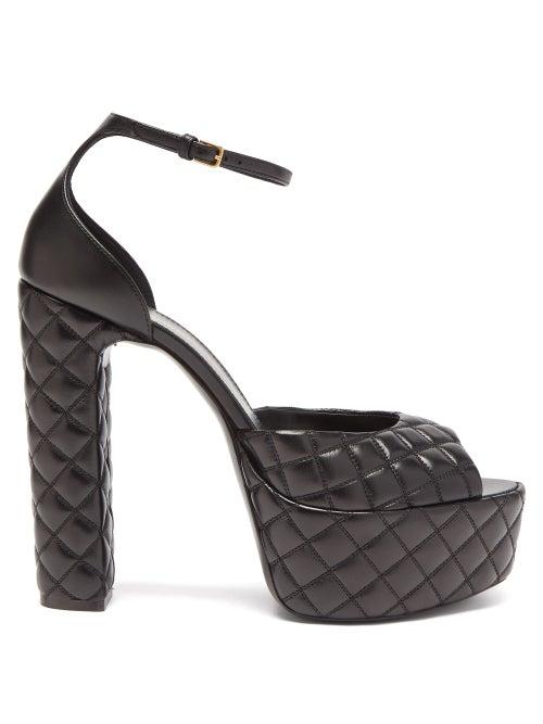 Saint Laurent - Jodie Quilted Leather Platform Sandals - Womens - Black