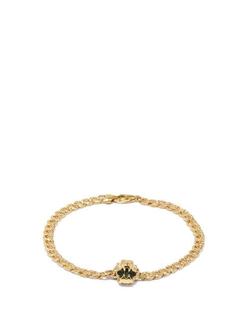 Matchesfashion.com Gucci - Lion-head 18k Gold & Diopside Chain Bracelet - Womens - Green Gold