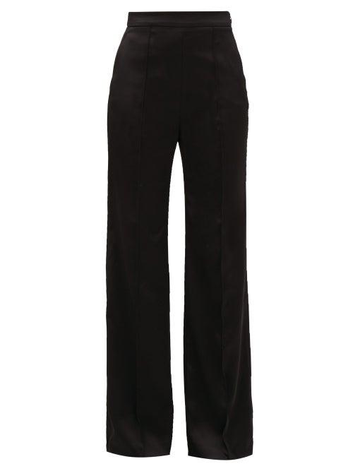 Matchesfashion.com Peter Pilotto - High-rise Satin Wide-leg Trousers - Womens - Black