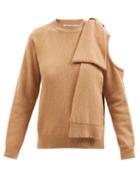 Bernadette - Mia Bow-trimmed Cutout Cashmere-blend Sweater - Womens - Camel