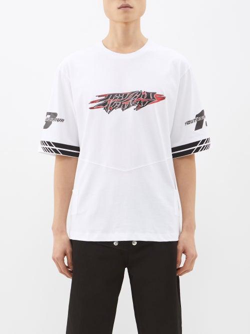 Youths In Balaclava - Psycho Highway-print Cotton T-shirt - Mens - White