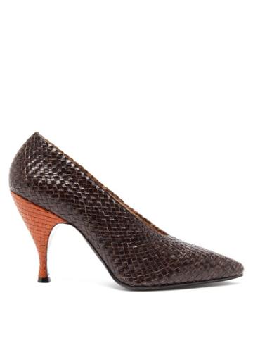 Ladies Shoes The Row - Lady D Woven-leather Pumps - Womens - Brown Multi