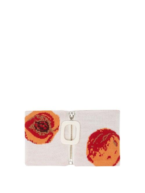 Jw Anderson - Zipped Fruit-jacquard Wool Snood - Mens - White Multi