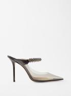 Jimmy Choo - Bing 100 Crystal-embellished Pvc And Leather Pumps - Womens - Black