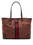 Gucci - Ophidia Gg-jacquard Canvas And Leather Tote Bag - Womens - Red Multi