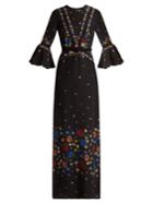 Erdem Linzea Fluted-sleeve Silk Dress