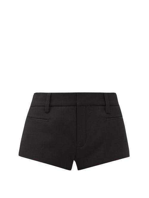 Matchesfashion.com Saint Laurent - High-rise Grain-de-poudre Wool Shorts - Womens - Black