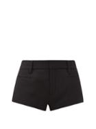 Matchesfashion.com Saint Laurent - High-rise Grain-de-poudre Wool Shorts - Womens - Black