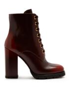 Matchesfashion.com Prada - Lace Up Leather Ankle Boots - Womens - Brown Multi