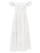 Staud - Elio Off-the-shoulder Cotton-blend Poplin Dress - Womens - White