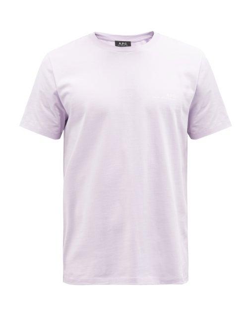 A.p.c. - Logo-print Jersey T-shirt - Mens - Purple