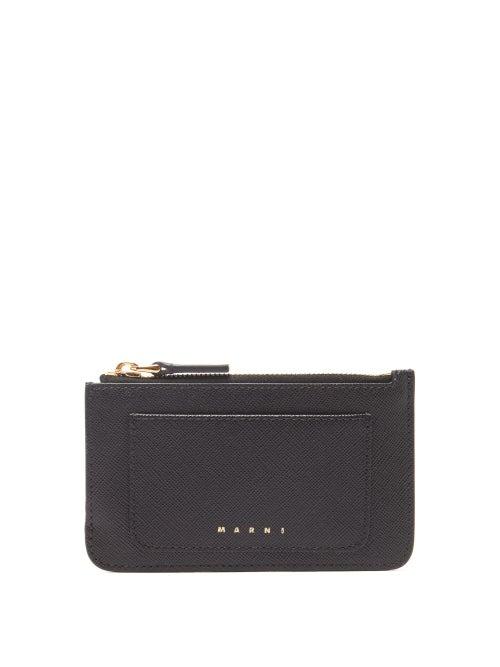 Marni - Zipped Saffiano-leather Cardholder - Womens - Black
