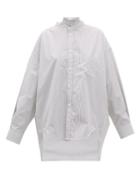 Matchesfashion.com Balenciaga - Pinstriped Logo Print Cotton Shirt - Womens - White Stripe