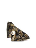 Matchesfashion.com Dolce & Gabbana - Satin Lam Jacquard Bow Hair Clip - Womens - Gold