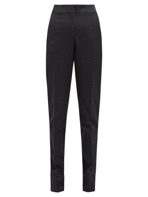 Matchesfashion.com Erdem - Emanuelle Polka Dot Jacquard Cotton Blend Trousers - Womens - Black White