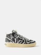 Marni X Veja - V-15 High-top Scribble-print Leather Trainers - Mens - Black White