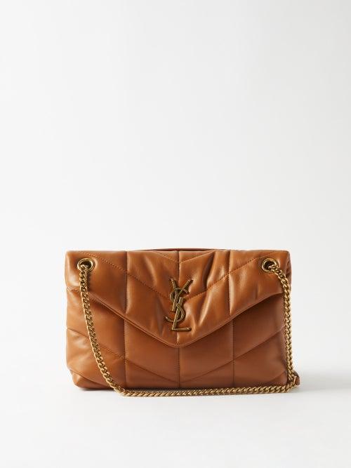 Saint Laurent - Puffer Small Ysl-logo Padded Leather Shoulder Bag - Womens - Brown