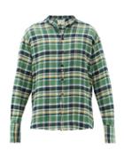 Matchesfashion.com Greg Lauren - Studio Raw-edged Checked Cotton-flannel Shirt - Mens - Green