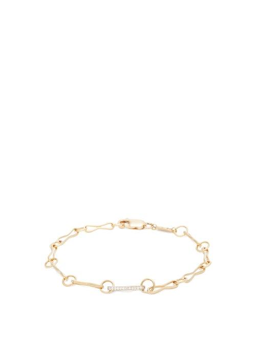 Matchesfashion.com Azlee - 18kt Gold & Diamond Pav Link Chain Bracelet - Womens - Gold