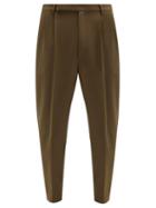 Matchesfashion.com Deveaux - Pleated-front Tapered-leg Trousers - Mens - Khaki