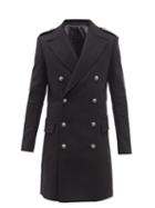 Balmain - Double-breasted Wool-blend Felt Overcoat - Mens - Black