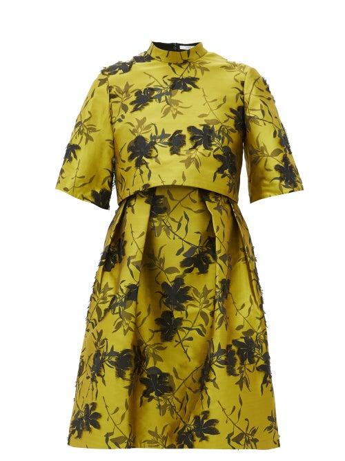 Matchesfashion.com Erdem - Favilla Fil-coup Floral-jacquard Dress - Womens - Yellow