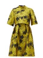 Matchesfashion.com Erdem - Favilla Fil-coup Floral-jacquard Dress - Womens - Yellow