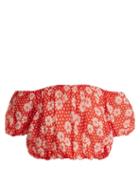 Matchesfashion.com Lisa Marie Fernandez - Leandra Floral Print Cotton Cropped Top - Womens - Red Multi