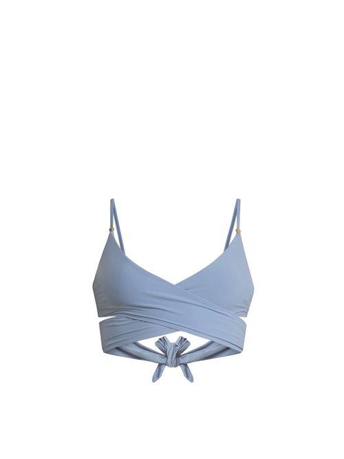 Matchesfashion.com Stella Mccartney - Soft Cup Wrap Bikini Top - Womens - Blue