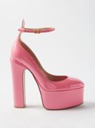 Valentino Garavani - Tan-go 155 Leather Platform Pumps - Womens - Pink