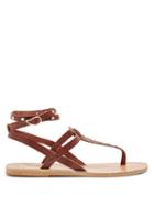 Matchesfashion.com Ancient Greek Sandals - Estia Nails Embellished Leather Sandals - Womens - Dark Brown