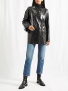 Toteme - V-neck Crocodile-effect Leather Blazer - Womens - Black