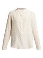 Matchesfashion.com Stella Mccartney - Logo Print Silk Shirt - Womens - Ivory Multi