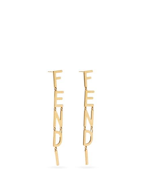 Matchesfashion.com Fendi - Logo Drop Earrings - Womens - Gold