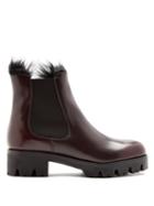 Matchesfashion.com Prada - Fur Lined Leather Ankle Boots - Womens - Burgundy