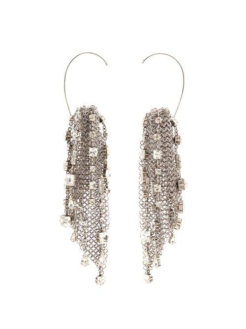 Matchesfashion.com Saint Laurent - Tassel Drop Clip On Earrings - Womens - Silver