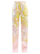 Matchesfashion.com Emilio Pucci - Tropicana-print Silk-satin Wide-leg Trousers - Womens - Pink Print