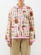 Bode - Tobacco Signet Printed Silk Jacket - Womens - Pink Multi