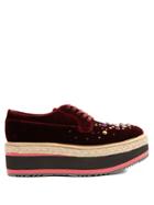 Prada Embellished Velvet Flatform Shoes